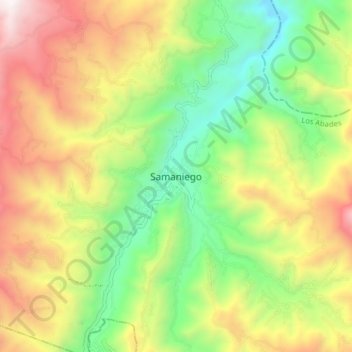 Mapa topográfico Samaniego, altitude, relevo