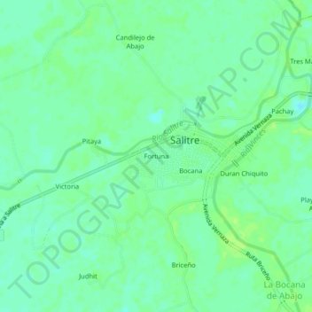 Mapa topográfico Fortuna, altitude, relevo