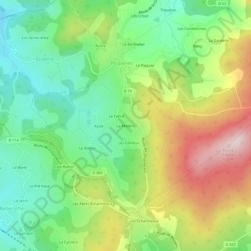 Mapa topográfico La Molière, altitude, relevo