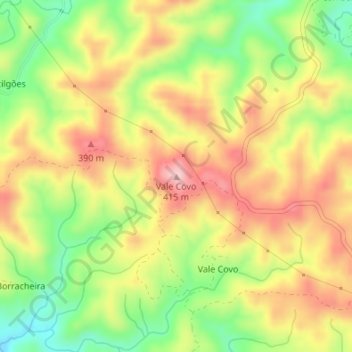 Mapa topográfico Vale Covo, altitude, relevo