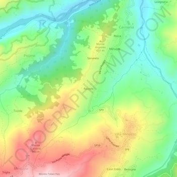 Mapa topográfico Razzolo, altitude, relevo