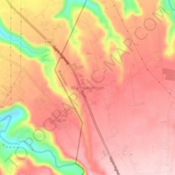 Mapa topográfico Mambatangan, altitude, relevo