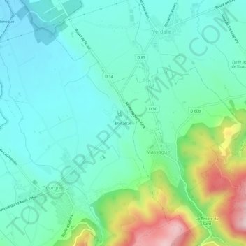 Mapa topográfico En Calcat, altitude, relevo