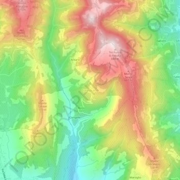 Mapa topográfico Campiano, altitude, relevo