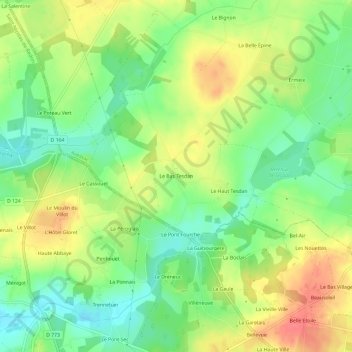Mapa topográfico Le Bas Tesdan, altitude, relevo