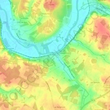 Mapa topográfico Les Mercerons, altitude, relevo