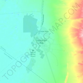 Mapa topográfico Laguna del Rey, altitude, relevo
