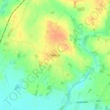 Mapa topográfico Bølling, altitude, relevo