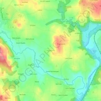 Mapa topográfico Locsamzun, altitude, relevo