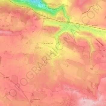 Mapa topográfico Bouffies, altitude, relevo