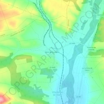 Mapa topográfico Otero de Escarpizo, altitude, relevo