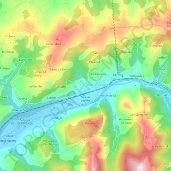 Mapa topográfico El Argumal, altitude, relevo