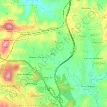 Mapa topográfico Brejos, altitude, relevo