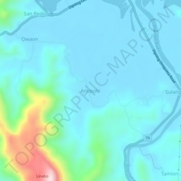 Mapa topográfico Antipolo, altitude, relevo