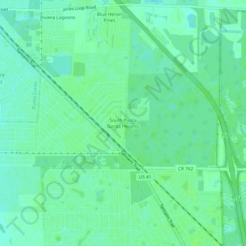 Mapa topográfico South Punta Gorda Heights, altitude, relevo