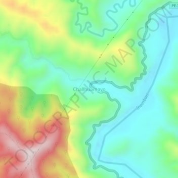 Mapa topográfico Challhuamayo, altitude, relevo