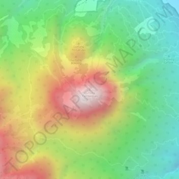 Mapa topográfico Gunung Panderman, altitude, relevo