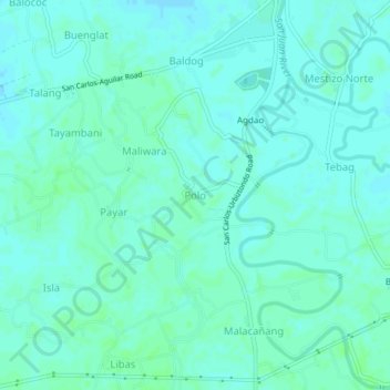 Mapa topográfico Polo, altitude, relevo