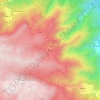 Mapa topográfico Cando, altitude, relevo