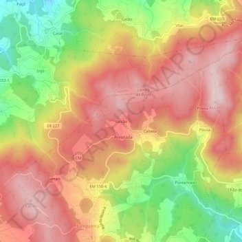 Mapa topográfico Falcão, altitude, relevo