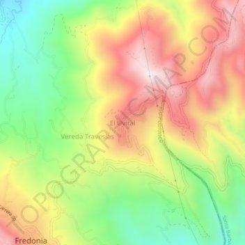 Mapa topográfico El Uvital, altitude, relevo