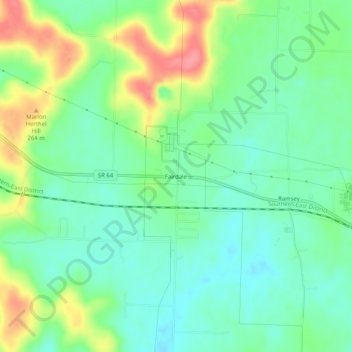 Mapa topográfico Fairdale, altitude, relevo