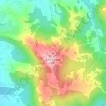 Mapa topográfico Morro São Pedro, altitude, relevo