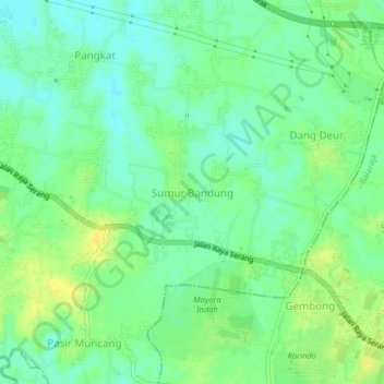Mapa topográfico Sumur Bandung, altitude, relevo
