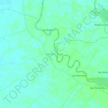 Mapa topográfico Vuelta Larga, altitude, relevo