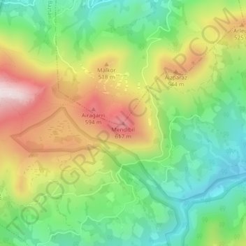Mapa topográfico Mendibil, altitude, relevo