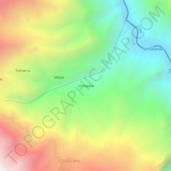Mapa topográfico Uchupata, altitude, relevo