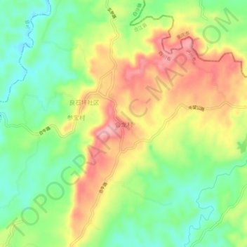 Mapa topográfico 会龙村, altitude, relevo