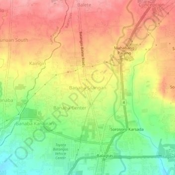 Mapa topográfico Banaba East, altitude, relevo