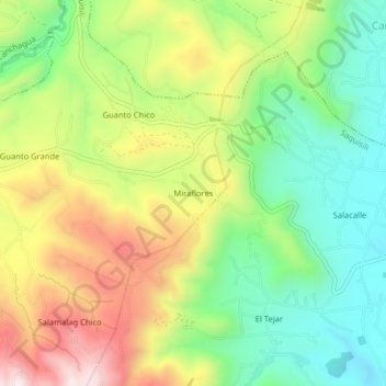 Mapa topográfico Miraflores, altitude, relevo