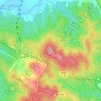 Mapa topográfico Cornadinho, altitude, relevo