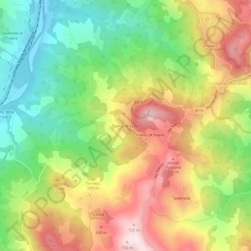 Mapa topográfico Stanco di Sotto, altitude, relevo
