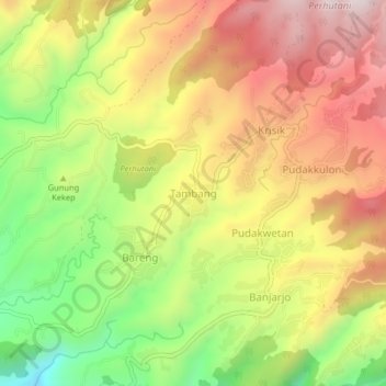 Mapa topográfico Tambang, altitude, relevo