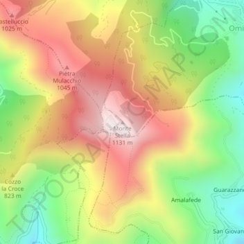 Mapa topográfico Sessa Cilento, altitude, relevo