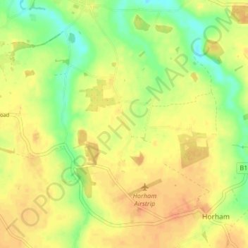 Mapa topográfico Denham Green, altitude, relevo