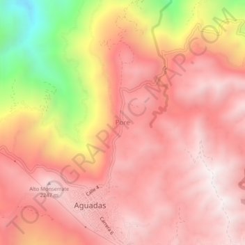 Mapa topográfico Pore, altitude, relevo