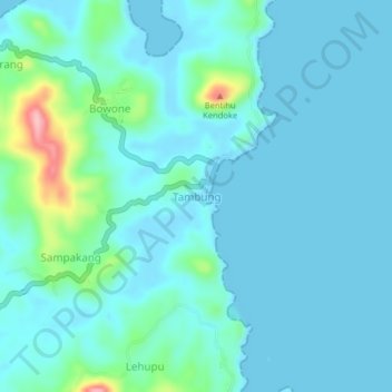 Mapa topográfico Tambung, altitude, relevo