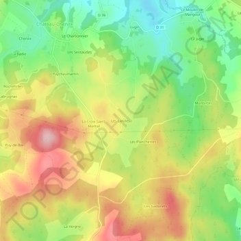 Mapa topográfico Les Landes, altitude, relevo