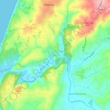 Mapa topográfico Maceira, altitude, relevo