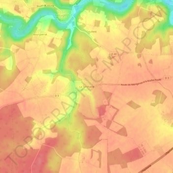 Mapa topográfico La Torchaise, altitude, relevo