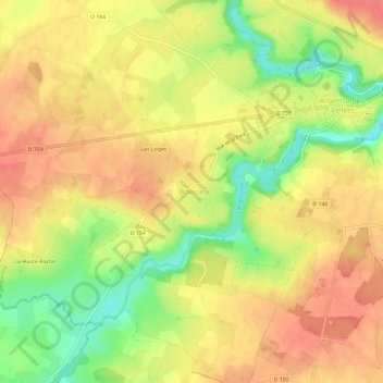 Mapa topográfico Boësse, altitude, relevo
