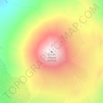 Mapa topográfico Volcán Antuco, altitude, relevo