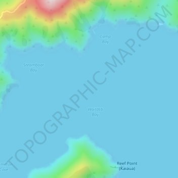 Mapa topográfico Waitātā Bay, altitude, relevo