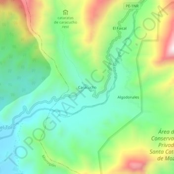 Mapa topográfico Caracucho, altitude, relevo