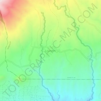 Mapa topográfico Lourdes, altitude, relevo