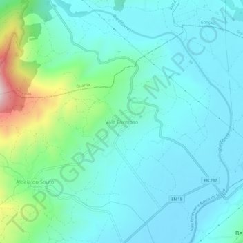 Mapa topográfico Vale Formoso, altitude, relevo